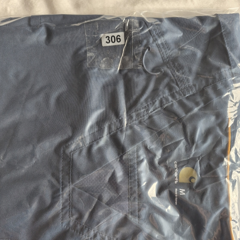 Carhartt Scrub Top Size Medium Unisex Navy Blue Back Ventilation Front Pocket - Picture 13 of 13